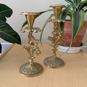 Vintage Brass Candle Stick Holders